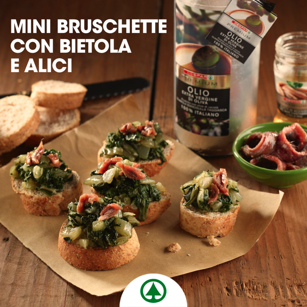 Ricetta MINI BRUSCHETTE CON BIETOLA E ALICI